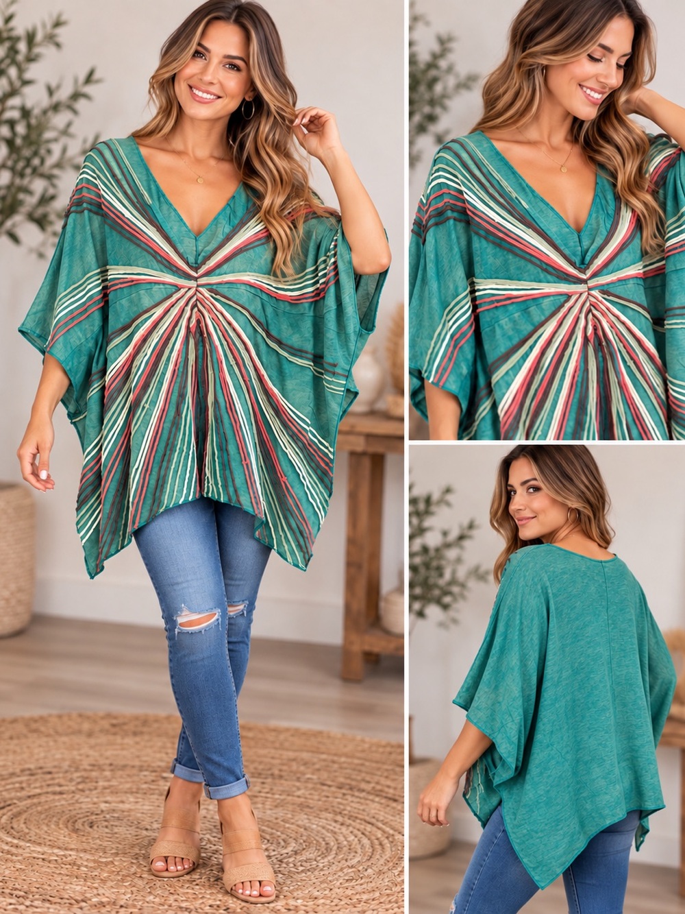 Oli & Hali oversized boho tunic/poncho-style top